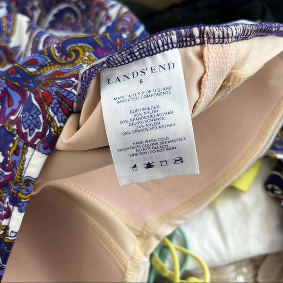 LANDS' END Convertible Wild Grape Paisley Halter Slender Swimsuit - Picture 9 of 9